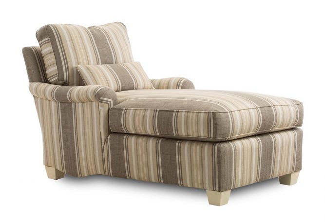 striped brown and tan custom chaise