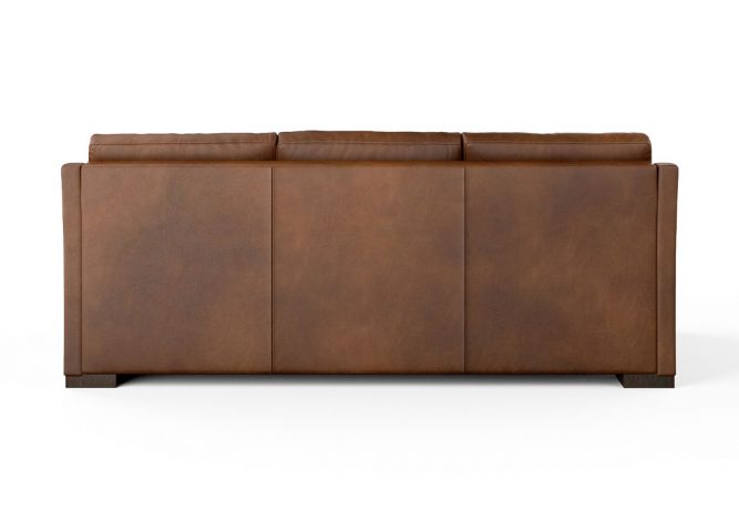 back view of brown leather sofa