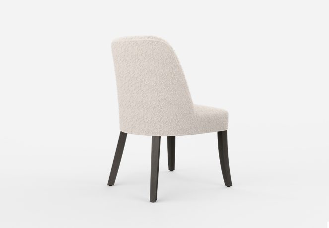 back view of whit dining chair with curved back