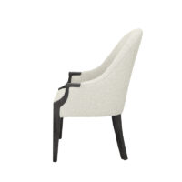 side view of elegant dining chair with solid wood frame