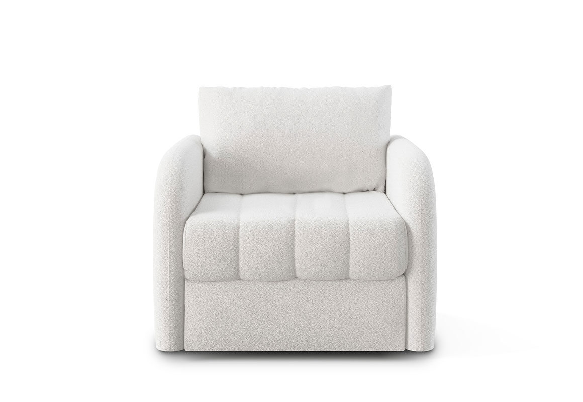 modern white channel tufted chair front view