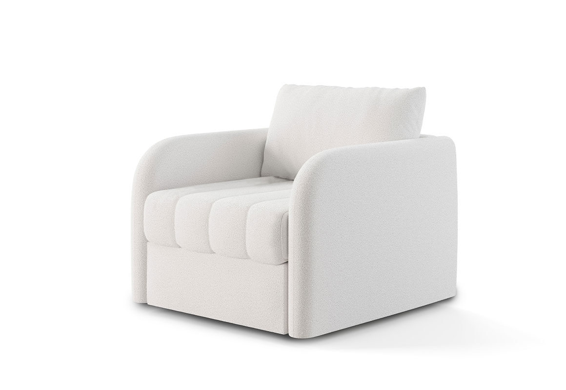 modern white channel tufted chair quarter turn view