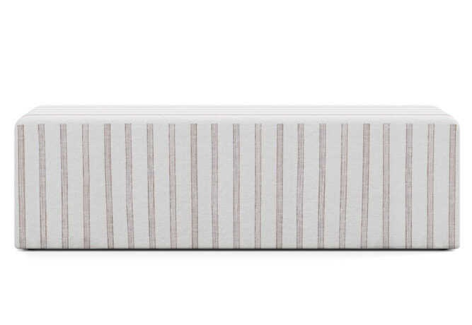 Custom bench made in Toronto by Vogel in a white fabric with tan stripes