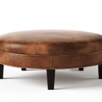 carlisle leather ottoman with a plain flat top in brown leather