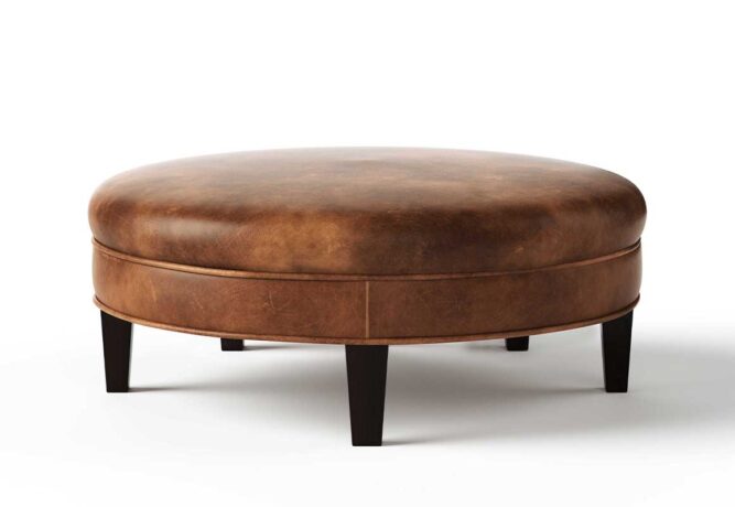 carlisle leather ottoman with a plain flat top in brown leather
