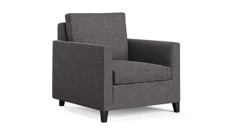 petite transitional chair in charcoal fabric side angle