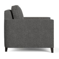 petite transitional chair in charcoal fabric side view