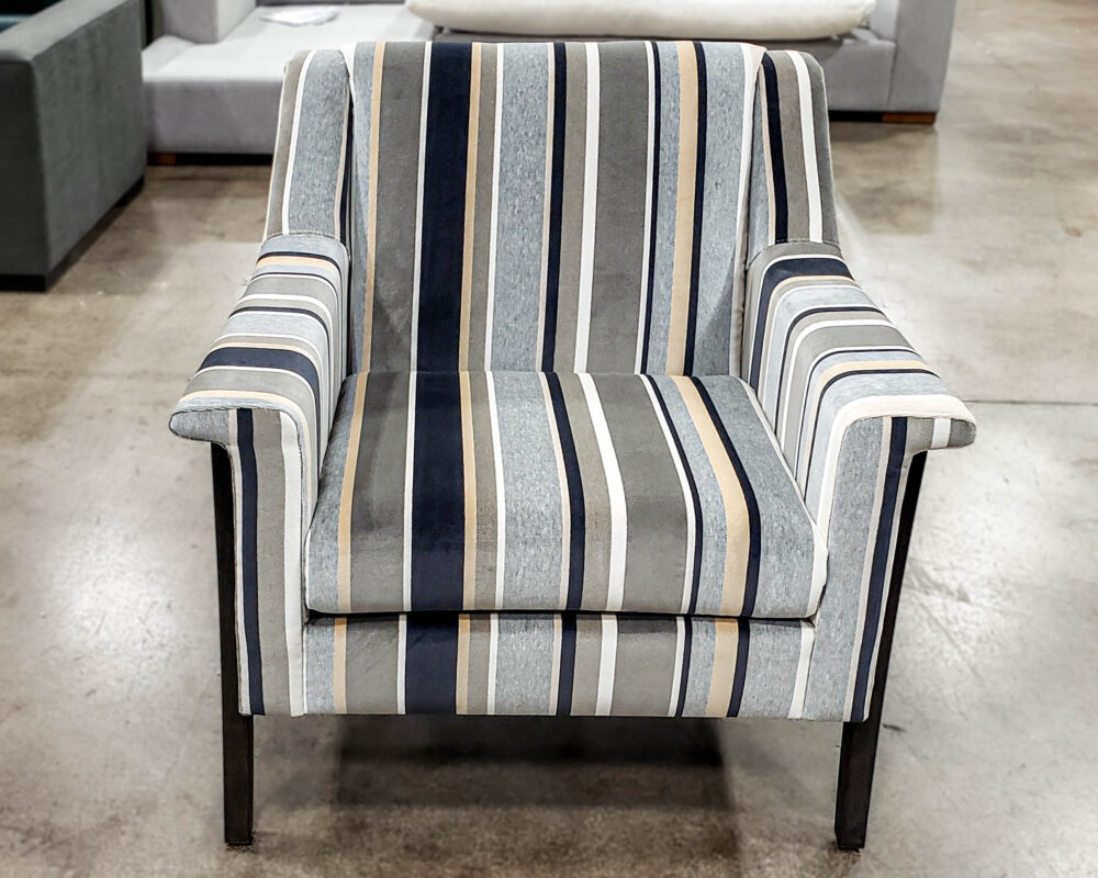 handcrafted custom stripped chair with pattern matching.