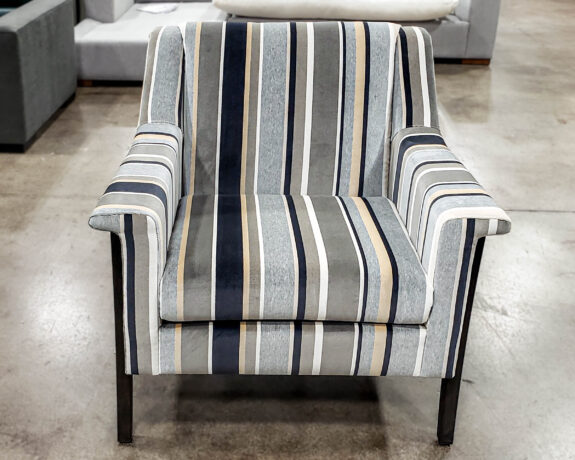 handcrafted custom stripped chair with pattern matching.